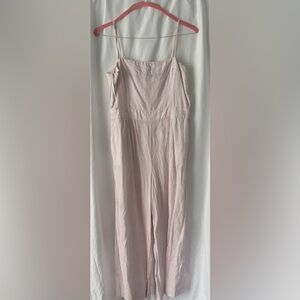 J.Crew Pale Pink Striped Linen Wide-Leg Jumpsuit – Size 10